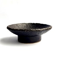 스톤 텍스쳐 블랙 접시 15cm, 1개