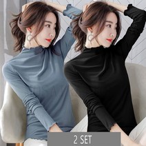 MOSAIRATION 2장묶음 가을 티셔츠 반폴라 긴팔티 타이트 기본티셔츠 이너웨어 SFW0820003