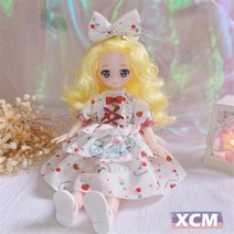 30cm 2D 애니메이션 인형 1/6 Bjd 만화 얼굴 옷 2 차 요소 인형 여아용 두 번째 공주 파란 눈, dolls and clothes, XCM