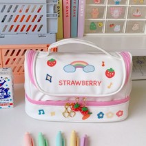 떨샵 대용량 필통 펜슬 케이스 파우치 손잡이필통 다꾸, 핑크