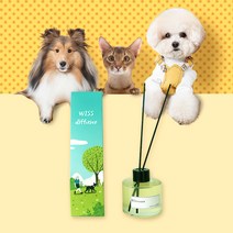 [1+1특가]위스펫 반려동물 강아지 고양이 천연 아로마 디퓨저 선물 실내방향제 120ml, 허브티+자스민, 섬유리드스틱 5개