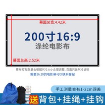 300인치 스크린 펜션 화면 휴대용 대형 경량 수납, 200인치 16대9