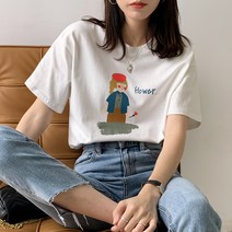 Ssysomey 도매 화이트 프린트 반팔 티셔츠 순면