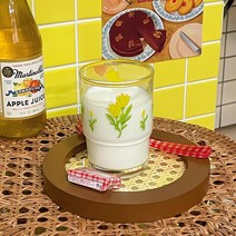 뉴트럴 빈티지 플라워 유리컵 240ml, 뉴트럴옐로우