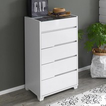 [우아미아이] [우아미가구]로씨오 600 드레스룸 아일랜드 5단 서랍장, 색상:화이트