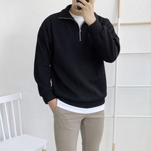 남자 반집업 카라 골지 니트 맨투맨 티셔츠