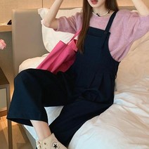 가재울유통 이지 캐주얼 스타일 점프 슈트 멜빵바지 숏팬츠 와이드 여자 조거팬츠 청바지 반바지 여성 수트 574950-9-40596ea