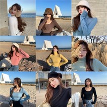 HQINT 여성 겨울티 오버핏 긴팔티셔츠 빅사이즈 심플 여자 티셔츠 티셔츠긴팔 긴팔티 겨울 베이직 데일리 기본티 ZB-47387