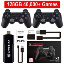 itinftek 128g 40000 게임 레트로 게임 콘솔 4k hd 비디오 게임 콘솔 2.4g 더블 무선 컨트롤러 게임 스틱 psp ps1 gba, 128g 40k 게임