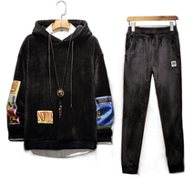 셀럽당 겨울 골드 벨벳 남 기모 맨투맨 세트 주니어 학생 오버사이즈 기모 점퍼