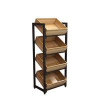 농산물박스 과일 가판대 슈퍼마켓 전시대 과일가게 진열선반, 브라운x3