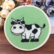 오꿈 펀치니들 패키지 자수 수예 kit, 12 얼룩소, 15cm, 1개