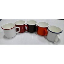 법랑머그컵(에나멜 머그컵), 화이트(블루림)