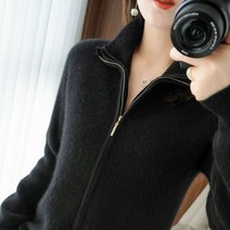 가을과 겨울 여성 골프 의류 여성 골프 재킷 울 니트 카디건 가을과 겨울 새로운 단색 지퍼 거북이 목 여성 자켓