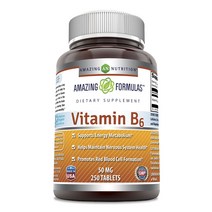 어메이징뉴트리션 비타민 B6 50mg 타블렛, 250개입, 1개