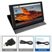 휴대용모니터 7인치 IPS LCD 미니 HDMI 호환 범용 터치 스크린 라즈베리 파이 윈도우 PC 디스플레이 게임, 01 7 Inch