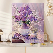 액자 캔버스형 보석십자수 DIY 키트 40 x 50 cm, SZX036.보라색 백합