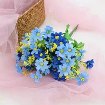 행잉화분걸이 행잉걸이 걸이화분 데이지 작고 신선한 플라스틱 인공 국화 분재 화분 꽃 풍경 홈 장식, 05 blue_01 6pcs