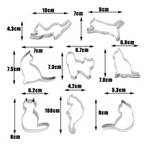 제빵 기구 도구 베이커리쿠키 커터 금형 귀여운 동물 고양이 모양 비스킷 금형 DIY 퐁당 과자 장식 베이킹, 01 8pcs