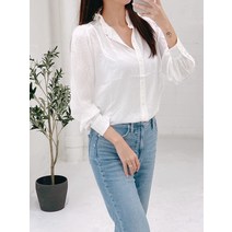 바나나 리퍼블릭 여성 더블 티어드 러플넥 블라우스/