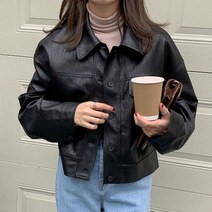 남자 가죽자켓 남자가죽자켓 여자가죽자켓 새로운 여성 봄 가을 블랙 인조 가죽 보머 재킷 버튼 업 기본 짧은 코트 턴다운 칼라 모터 바이커 재킷