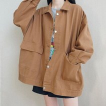 크롭 바람막이 자켓 캐주얼 재킷 커플 윈드 브레이커 느슨한 스트리트 데님 봄 가을 단색 올 매치