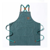 바리스타앞치마 카페 방수 주방 공방 미술 캔버스 애견미용 남자 앞치마, 앞치마(민트), 1개