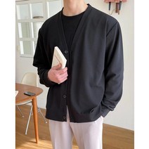 베이직한 V넥 댄디 스타일 가디건 브이넥 무지 솔리드 니트 카디건