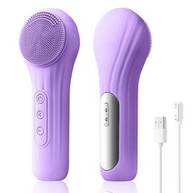 LOMESO 진동클렌저 실리콘 브러시 세안 전동 클렌저 온열 얼굴클렌징기계, 퍼플, SK0308 상품 사진
