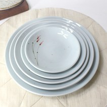 동백 원형접시 세트 (5P), 백자