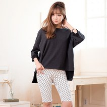 지기젠 여성용 울트라 스판 화이트 도트 면 5부 반바지