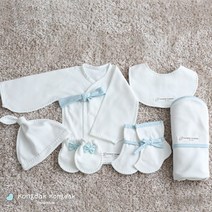 콩닥콩닥 오가닉 베이직(하늘) 전통 배냇저고리 6종 출산DIY태교용품, 0p