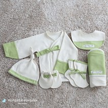 콩닥콩닥 오가닉 그린 소매단 전통 배냇저고리 6종 출산DIY태교용품, 0p