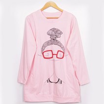 마더라이크 F.긴팔)상투머리수유티- 지퍼 면 수유복 빅사이즈