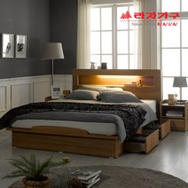 라자가구 크림슨 3단조절LED 평상형 서랍형침대_SS.Q, 03.크림슨3단LED 서랍형침대-SS-내추럴, 04.라텍스독립매트리스