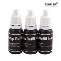 디자인아지트 의류용 스탬프 리필 잉크 주문제작, 검정 15ml, 1개