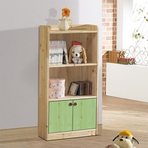 수프로 삼나무 600하문 낮은 원목책장, 그린