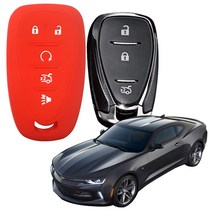 카포카 쉐보레 카마로 5버튼 스마트키 실리콘 케이스 케이스/스킨, 레드, 1개