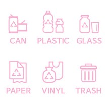 루키마켓 분리수거 인테리어스티커 재활용 데코스티커 휴지통 스티커, 베이비핑크, 1개