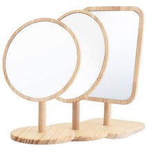 바미샵 원목탁상거울 장목 메이크업 스탠드 화장거울 3종 택 1 탁상거울, 브라운라운드