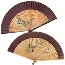(국내제작)실크 대나무 초충도 수공예부채39형＋부채집증정, 맨드라미