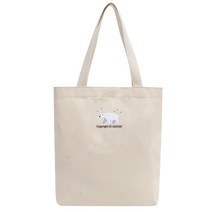 옥스타 북극곰 자수 에코백 남자 여자 숄더백 천가방