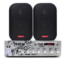 REX RX-202 매장용 앰프스피커세트, 블랙, 매장패키지 RX-202 + 503W 스피커 2개