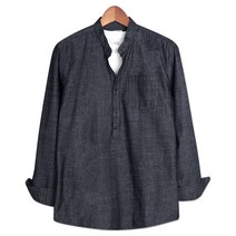 오마보이 빅사이즈 BIG 513BJ 캐주얼 헨리넥 블랙진 셔츠 ~4XL