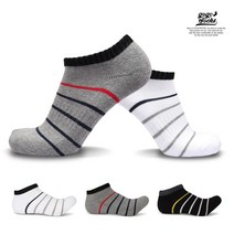 고고삭스 스트라이프 남자 발목 스포츠양말, 그레이