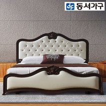 동서가구 셀리나 프리미엄 빈티지 엔틱 침대, 월넛(프레임 + 9존매트)