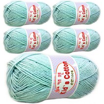행복뜨기 목도리실 모자실 인형실 순면 털실 뜨개실 뜨개질실 키즈코튼, (5볼세트)317민트