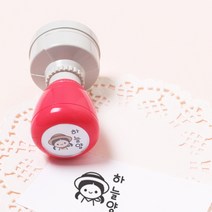 두루디자인 베이직 빅 원형 스탬프, 핫핑크, 잉크 빨강