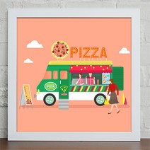 꾸밈 cu175-길거리의푸드트럭간식인테리어액자(대) 액자, 화이트-1타입-피자