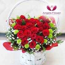 [엔젤스플라워] 마음을 전하는 전국 꽃배달서비스 생화 꽃바구니 꽃다발, F06_고급형_장미 한아름 하트